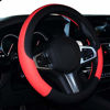 Picture of SHIAWASENA Car Steering Wheel Cover, Leather, Universal 15 Inch Fit, Anti-Slip & Odor-Free (Black&Bright Red)