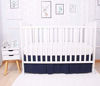 Picture of CaSaJa Classic Microfiber Crib Skirt with 2 Sides Pleated, Soft Breathable Dust Ruffle Fits Standard Crib and Toddler Bed, Navy Blue Color for Boys, 14 inches Drop, Navy