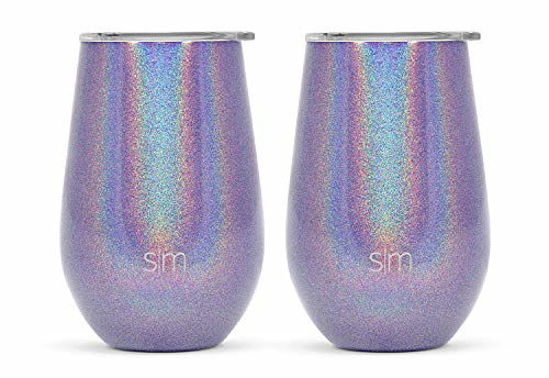 Simple Modern 12oz Spirit Wine Glasses 2 Pack Bundle - Stainless Steel  Tumbler with Lids - Vacuum Insulated 18/8 Stainless Steel - Shimmer:  Diamond Turquoise 