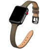 Picture of STIROLL Slim Leather Bands Compatible with Apple Watch Band 38mm 40mm 42mm 44mm, Top Grain Leather Watch Thin Wristband for iWatch SE Series 6/5/4/3/2/1 (Taupe with Black, 38mm/40mm)