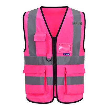 Picture of Pink High Visibility Safety Vest with Reflective Strips, Multiple Colors Available,X-Large