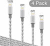 Picture of DNLM iPhone Charger, MFi Certified iPhone Charging Cable, 4Pack USB Nylon Braided Syncing Lightning Cables 3FT 6FT 6FT 10FT Compatible iPhone 11 Pro/Xs/Max/XR/X/8Plus/7Plus/6S Plus (Grey and White)