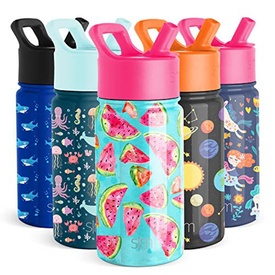 Simple Modern 14oz Summit Kids Water Bottle Thermos with Straw Lid -  Dishwasher Safe Vacuum Insulated Double Wall Tumbler Travel Cup 18/8  Stainless Steel -Polka Play 