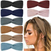 Picture of Huachi Knotted Headbands for Women Boho Elastic Fashion Hair Bands Cute Wrap Headbands, Solid Color, 8Pcs