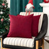 Picture of Kevin Textile Supersoft Faux Linen Square Christmas Throw Cushion Cover Pillowcase, Hidden Zipper, 22x22 inch(2 Piece, Sangria Red)