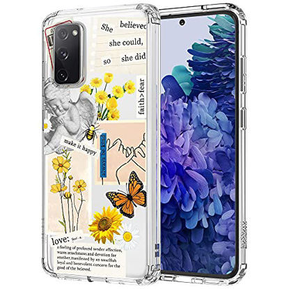 Picture of MOSNOVO Case for Samsung Galaxy S20 FE, Vintage Collage Sunflower Butterfly Slim Clear Case Design with Shockproof TPU Bumper Protective Cover Case for Women Girls