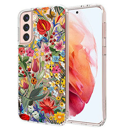 Picture of MOSNOVO Case for Samsung Galaxy S21 Plus, Secret Garden Floral Flower Slim Clear Case Design with Shockproof TPU Bumper Protective Cover Case for Women Girls