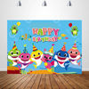 Picture of Baby Shark Birthday Decorations Cute Shark Backdrop for Baby Shower Party Banner 7x5ft Vinyl Photo Background Studio Props