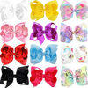 Picture of 12 Pack 8 Hair Bows for Girls Alligator Clips Unicorn Rainbow Grosgrain Ribbon Big Bows Clips Hair Accessories for Infants Toddlers Kids Teens (Solid,Unicorn,Rainbow,Fish scales,mermaid)