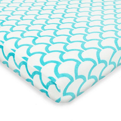 Picture of TL Care Heavenly Soft Chenille Fitted Pack 'n Play Playard Sheet, Aqua Sea Wave, for Boys and Girls