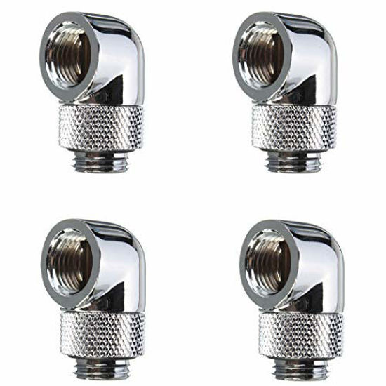 Picture of IronBuddy G1/4" 90 Degree Fitting Male to Female Rotary Fitting Adapter Metal/Rigid/PETG Tubing Connector 90° Elbow Fitting for PC Water Cooling System