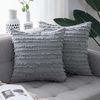 Picture of MIULEE Set of 2 Decorative Boho Throw Pillow Covers Linen Striped Jacquard Pattern Cushion Covers for Sofa Couch Living Room Bedroom 18x18 Inch Light Grey