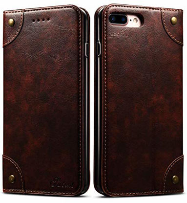 Picture of SINIANL iPhone 8 Plus Case, iPhone 7 Plus Case, Leather Wallet Folio Case Magnetic Closure Flip Cover with Stand and Credit Card Slot for iPhone 8 Plus / 7 Plus