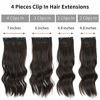 Picture of Sué Exquisite 4PCS 16 inches Long Soft Waves Thick Hairpieces Clip in Hair Extensions Synthetic Fiber Double Weft Soft Hair for Women Full Head Dark Brown