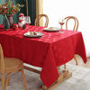 Picture of Christmas Tablecloth Rectangle, Jacquard Table Cloth Spillproof and Wrinkle Resistant with Christmas Tree Patterns for Dining Room & Holiday Decoration (Red, Rectangle/Oblong, 52" x 70" (4-6 Seats))