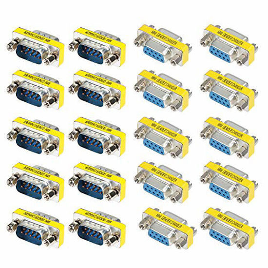 Picture of abcGoodefg 9 Pin RS-232 DB9 Male to Male Female to Female Serial Cable Gender Changer Coupler Adapter (20 Pack, DB9 Male to Male Female to Female)