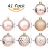 Picture of Sea Team 41-Pack Christmas Ball Ornaments with Strings, 60mm/2.36-Inch Medium Size Baubles, Shatterproof Plastic Christmas Bulbs, Hanging Decorations for Xmas Tree, Holiday, Wedding, Party, Rose Gold