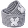 Picture of Small Basket Set of 2 Bunny Mini Woven Baskets Round Cotton Rope Basket Little Storage Baskets for Organizing Bins Organizer for Nursery Room Decor Kids Baby Dog Toy Keys Snack Drawer Gifts, XS Gray