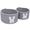 Picture of Small Basket Set of 2 Bunny Mini Woven Baskets Round Cotton Rope Basket Little Storage Baskets for Organizing Bins Organizer for Nursery Room Decor Kids Baby Dog Toy Keys Snack Drawer Gifts, XS Gray