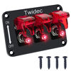 Picture of Twidec/3 Gang Rocker Toggle Switch Panel With 12V LED Light Toggle Switch 20A Heavy Duty Racing Car SPST 3Pin ON/OFF Red LED Illuminated Switch Plate And Red Waterproof Safety Cover ASW-07DRRMZ-BZ