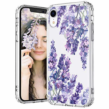 Picture of MOSNOVO Compatible for iPhone XR Case, Clear Lavender Floral Flower Pattern Print Design Girl Women with Transparent TPU Bumper Protective Hard Back Case Cover for iPhone XR