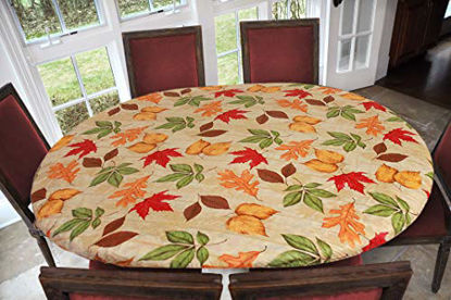 Picture of Covers For The Home Deluxe Elastic Edged Flannel Backed Vinyl Fitted Table Cover - All-Over Leaves Pattern - Oblong/Oval - Fits Tables up to 48" W x 68" L