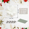 Picture of Vitalili 12 Pcs Poinsettia Artificial Christmas Flowers Decorations with Clips and Stems Glitter Christmas Poinsettia Decorations for Xmas Tree Ornaments Winter Party Wreath Decoration (White)