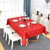 Picture of Romanstile Jacquard Rectangle Table Cloth Floral Pattern Water Resistant Damask Decorative Tablecloths Heavy Weight Fabric Table Cloths for Dinner/Catering/Parties/Events (60x84 inch Red)