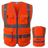 Picture of LOHASWORK Reflective Mesh Safety Vest - High Visibility Multi Pockets Breathable Workwear, ANSI/ISEA Standard (Large, Orange)