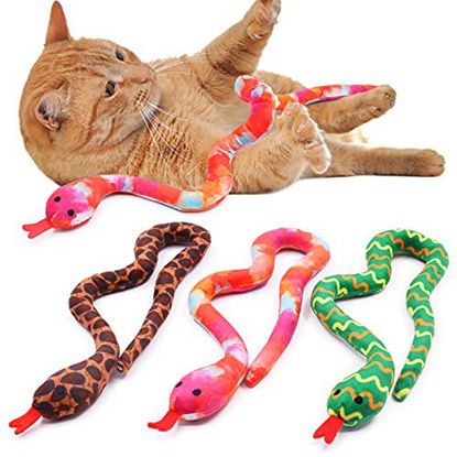 Picture of Snake Catnip Toys Kitten Supplies Interactive Catnip Toys for Indoor Cats Snakes Cat Toy Gift for Cat Lovers Dental Health Chew Toy Set of 3