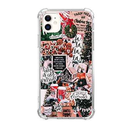 Picture of Aesthetic Christmas Collage Case for iPhone 11, Winter December Case Christmas Wreath Ginger Bread Case for iPhone 11, Trendy Unique Design Soft TPU Bumper Phone Cover Case