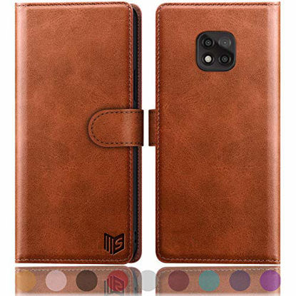 Picture of SUANPOT for Moto G Power 2021 with RFID Blocking Leather Wallet case Credit Card Holder,Flip Folio Book Phone case Shockproof Cover for Women Men for Motorola Moto G Power 2021 case Wallet Light Brown