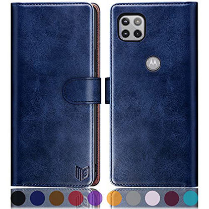 Picture of SUANPOT for Motorola One 5G Ace 2021 with RFID Blocking Leather Wallet case Credit Card Holder,Flip Folio Book Phone case Shockproof Cover Women Men for Moto Ace case Wallet (Blue)