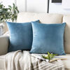 Picture of Phantoscope Pack of 2 Velvet Decorative Throw Pillow Covers Soft Solid Square Cushion Case for Couch Blue 20 x 20 inches 50 x 50 cm