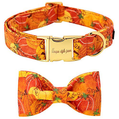 Picture of Unique style paws Halloween Dog Collar, Pumpkin Pet Collar Dog Bowtie Gift for Girl or Boy Dogs, Adjustable Dog Collar for Large Dogs