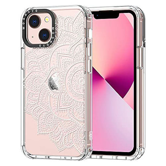 Picture of MOSNOVO Compatible with iPhone 13 Mini Case, Half Mandala Print for Girl Women Men [ Buffertech Impact ] Transparent TPU Bumper Clear Phone Case Cover Designed for iPhone 13 Mini 5.4 Inch