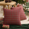 Picture of AQOTHES 2 Pack Christmas Plaid Decorative Throw Pillow Covers Scottish Tartan Cushion Case for Farmhouse Home Holiday Decor Red and Green, 20 x 20 Inches