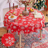 Picture of Smiry Flannel Backed Vinyl Tablecloth, Waterproof Round Table Cloth, Wipeable Christmas Table Cover for Indoor and Outdoor, 60" Round, Red Snowflake