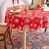 Picture of Smiry Flannel Backed Vinyl Tablecloth, Waterproof Round Table Cloth, Wipeable Christmas Table Cover for Indoor and Outdoor, 60" Round, Red Snowflake