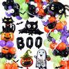 Picture of Golray 160pcs Halloween Balloon Garland Arch Kit with Spider Web, 3D Bat Sticker, Eyeball Boo Ghost Spiders Pumpkins Bats Foil Balloon for Baby Shower Birthday Halloween Party Decoration Supplies