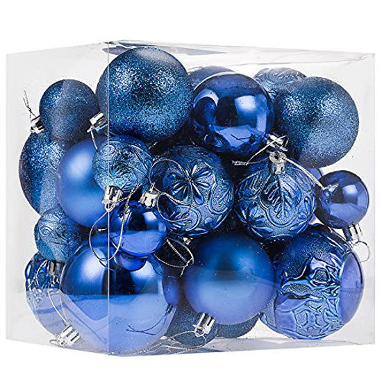 Picture of Christmas Ornaments for Xmas Trees,Blue Shatterproof Christmas Ball Ornaments of 32 pcs