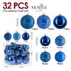 Picture of Christmas Ornaments for Xmas Trees,Blue Shatterproof Christmas Ball Ornaments of 32 pcs