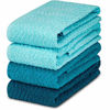 Picture of DecorRack 4 Large Kitchen Towels, 100% Cotton, 15 x 25 inches, Absorbent Dish Drying Cloth, Perfect for Kitchen, Solid Color Hand Towels, Turquoise (4 Pack)