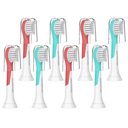 Picture of Kids Replacement Heads, 8 pack Compact Sonic Care Toothbrush Heads for Kids 3-7 Years Old,Compatible with Philips Sonicare HX6032/94, HX6340, HX6321, HX6330,HX6331, HX6320, HX6034