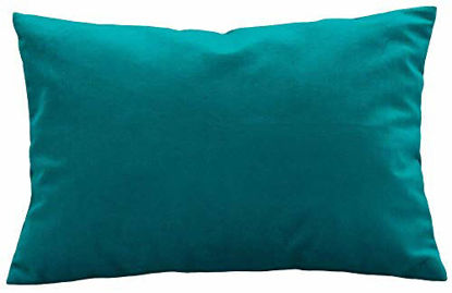 Picture of Travel Pillow Case 12x16 Set of 2 Teal Solid Envelope Style 500 Thread Count Toddler Pillowcase 100% Egyptian Cotton Travel Pillow Cover