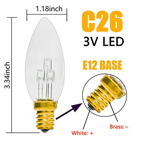 GetUSCart Goothy 6 Pack C26 LED Replacement Bulbs 3V Glass Clear