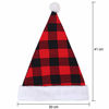 Picture of URATOT 6 Pack Christmas Santa Hat Plaid Santa Hat Luxury Plush Hat for Christmas Costume Party and Holiday Event