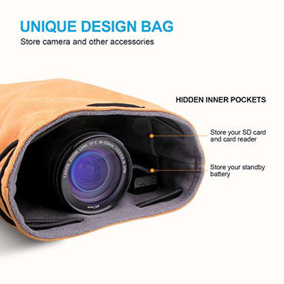 Picture of Camera Case, LATZZ Drawstring Bag, Vintage DSLR Camera Bag Soft Lens Case Gadget for Traveling and Canon Nikon Sony SLR Storage