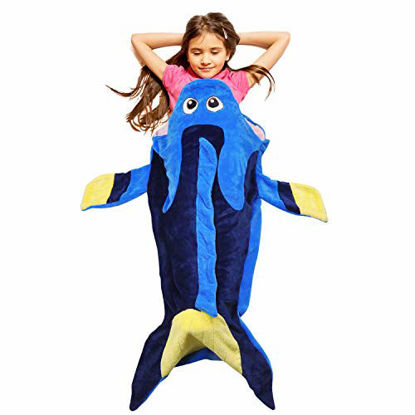 Picture of Catalonia Blue Tang Fish Dory Blanket for Kids, Hooded Snuggle Tail Blanket, Super Soft Plush Sleeping Bags for Children Teens Boys Girls, Gift Idea