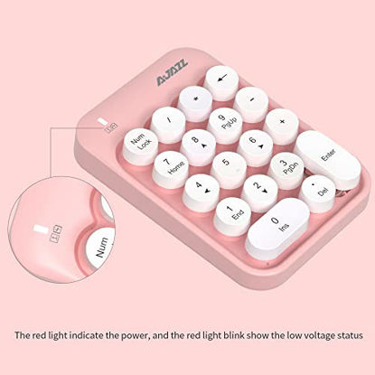 Picture of NACODEX AK18 2.4GHz Wireless Numeric Keypad, 18 Keys Retro Typewrite Round Key Silent Portable Number Pad for Date Entry for Laptop PC Desktop (Pink)